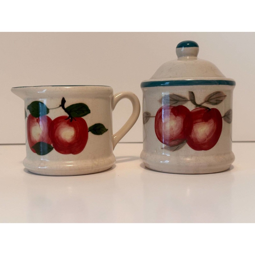 Vintage Apple "Casuals" Sugar & Creamer Set 1980s 1990s *Clean